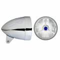 Newalthlete 4.5 in. Flamed Headlight Bucket, Chrome with T40743 PC Tribar Blue Dot NE3534682